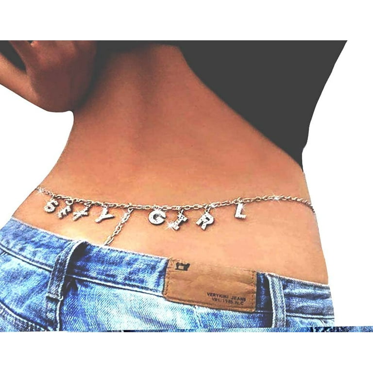 Customize Shine Crystal Name Letter Waist Chain Body Jewelry Women