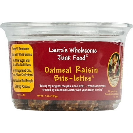 (2 Pack) Lauras Wholesome Junk Food Cookies - Oatmeal Raisin - 7 oz - case of (Best Vegan Oatmeal Cookies)