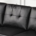thumbnail image 4 of Sorenza 74" Black PVC Fabric Rev.Sect Chaise w/LED+USB Port+Pillows+Tufted Cush., 4 of 5