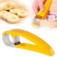 thumbnail image 2 of Banana Slicer, Stainless Steel Fruit And Vegetable Salad Peeler Cutter Kitchen Tools for Banana,Strawberry, Grape, 7X2In (Yellow1), 2 of 9
