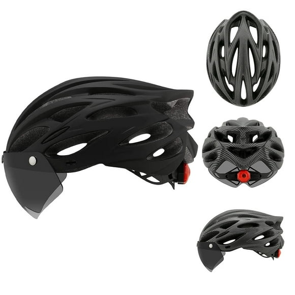 Men And Women Cycling Helmet Road Mountain Bike Helmet With Visor Lamp