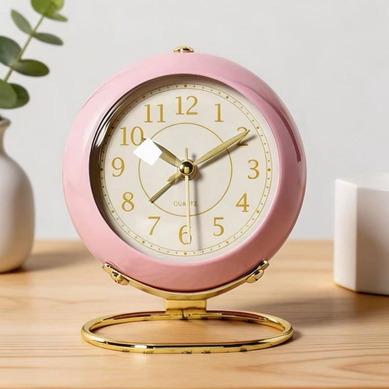 Cute Alarm Clock,Super Silent Non Ticking Small Clock with - Battery Operated Sunrise Alarm Table Decoration for Bedroom, Bedside, Desk