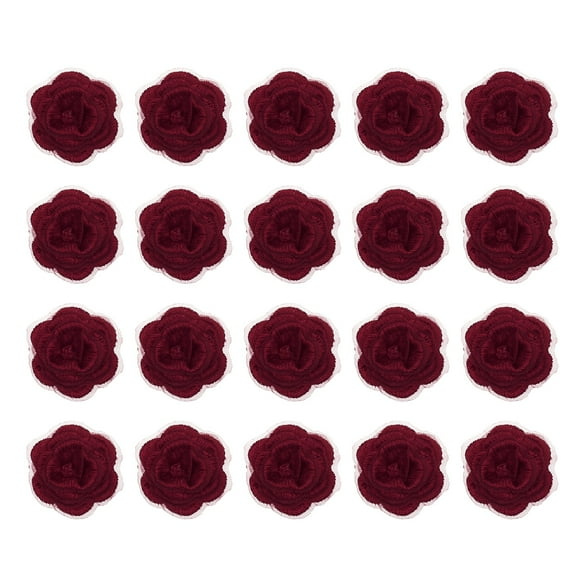 20 Pcs Floral Applique, 3D Flower Lace Applique Sew on Patch Decoration for DIY Craft Projects, 4cm Burgundy