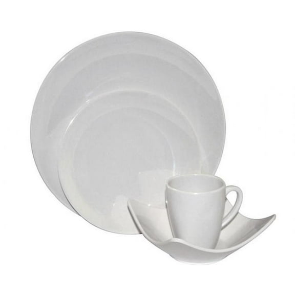LCM Home Fashions 4-Piece Dinnerware Set - White