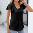 thumbnail image 2 of Besolor Women's Summer Tunic Tops Ruffle Sleeve Pleated Front Shirts Trendy Scoop Neck Going out Dressy Blouse, 2 of 8