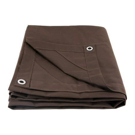 12 x 16 Dark Brown Canvas Tarp 12oz - Water Resistant & Breathable - Heavy Duty Tarps - Multipurpose Tarpaulin Cover for Camping Tent