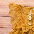 thumbnail image 3 of Été Bébé Fille Coton Lin Robe Sans Manches Dentelle-Bords Casual Robe de Soleil Robe d'Arc, 3 of 7
