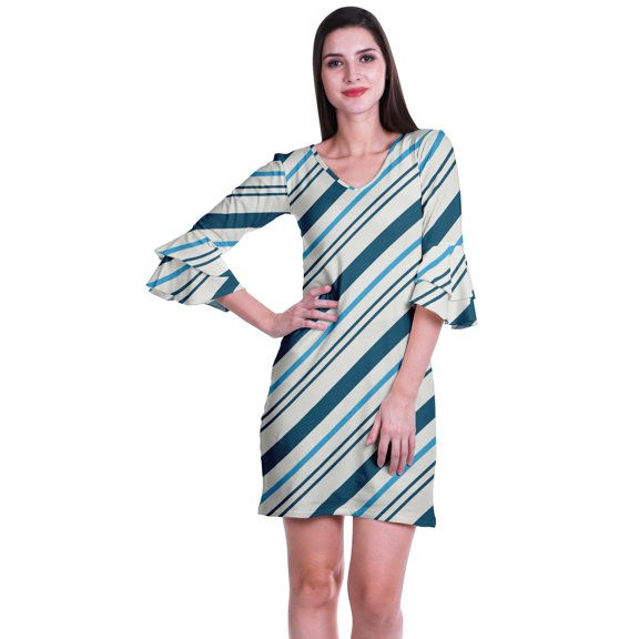 Moomaya Womens Printed Short Dress bell sleeve Shift dresses for women Casual Summer Clothing