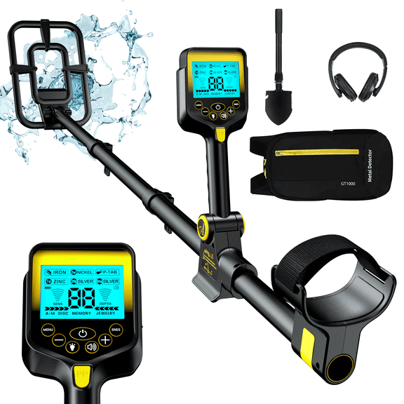 "ANEKEN Waterproof Retractable Foldable Metal Detector - 2000mAh Rechargeable Professional Gold Detector with LCD Display, 10"" IP68 Coil"
