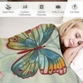thumbnail image 3 of JRXY Flannel Fleece Blanket Teal Blue Floral and Butterfly Anti-Pilling Soft Cozy Lightweight Durable White, 3 of 6
