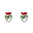 thumbnail image 4 of Kearding Regalo de cumpleaños de la decoración de la rosa artificial de la flor de cristal romántica del hogar Rojo 2Conjunto, 4 of 6