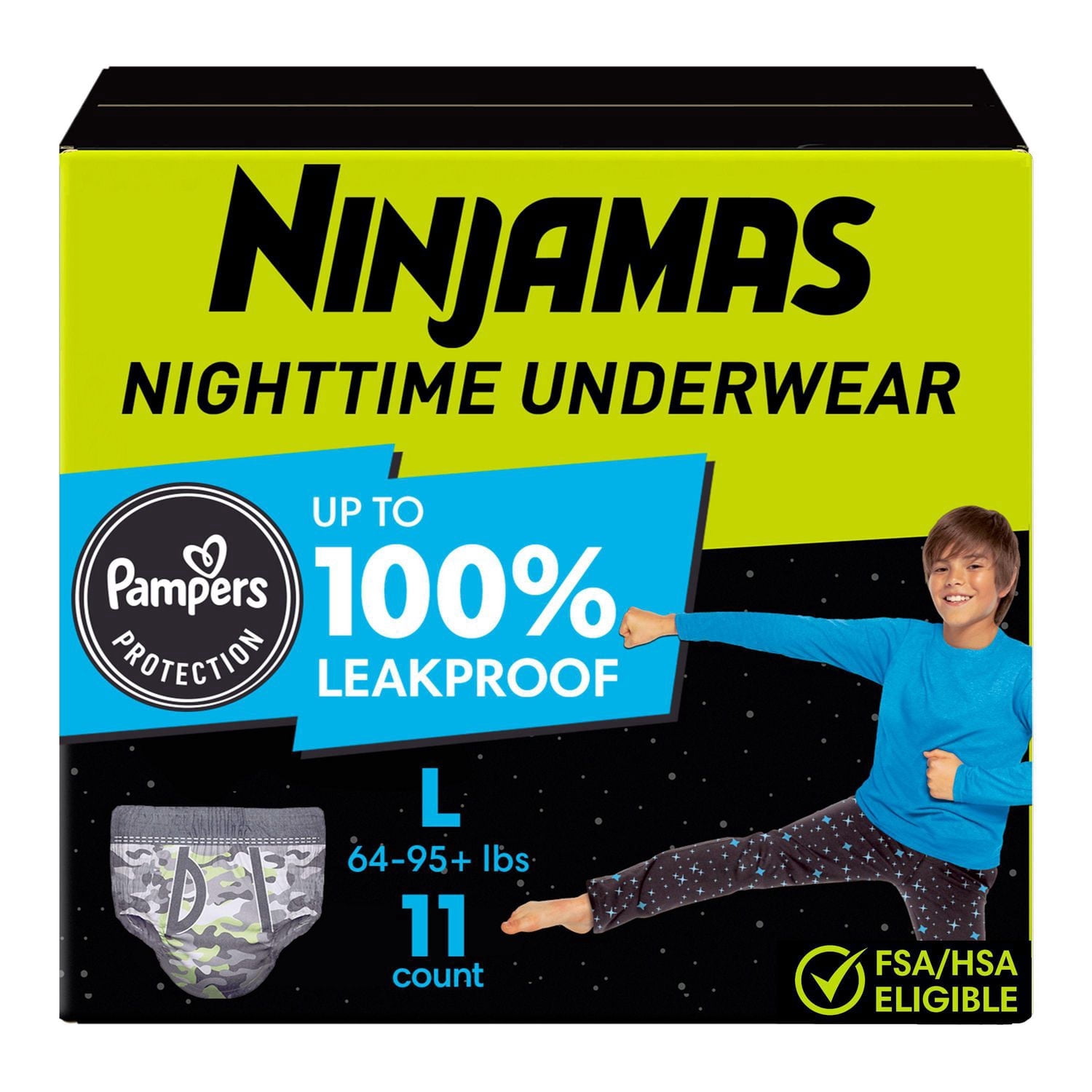 Sous-vêtements de nuit pour l’énurésie Ninjamas pour garçons, taille G (29 à [64 à 95 lb] et plus)