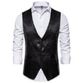 thumbnail image 3 of Chaleco de traje slim fit para hombre: mezcla de algodón y poliéster, color liso, sin mangas, formal/casual para bodas/fiestas, 3 of 5