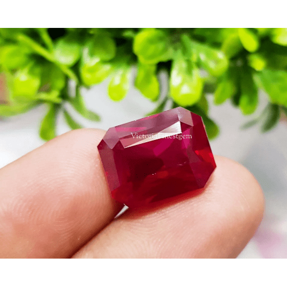 15.80 Ct Certified Natural Red Ruby Emerald Shape Ring Size Loose Gemstone