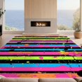 thumbnail image 2 of Design&I 3'x5' Ultra Soft Throw Mat, Record Vinyl Retro Turntable Stripes Musical Notes Paint Splatter None Fluffy Washable Easy Care Indoor rug for Bedside Hallway, 2 of 7
