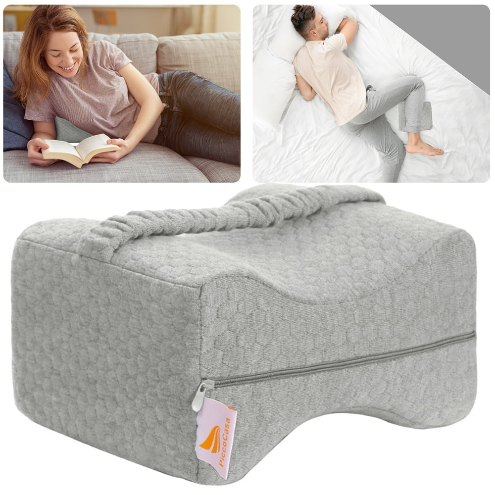 PiccoCasa Memory Foam Knee Pillow for Improve Sleeping with 2 Gray