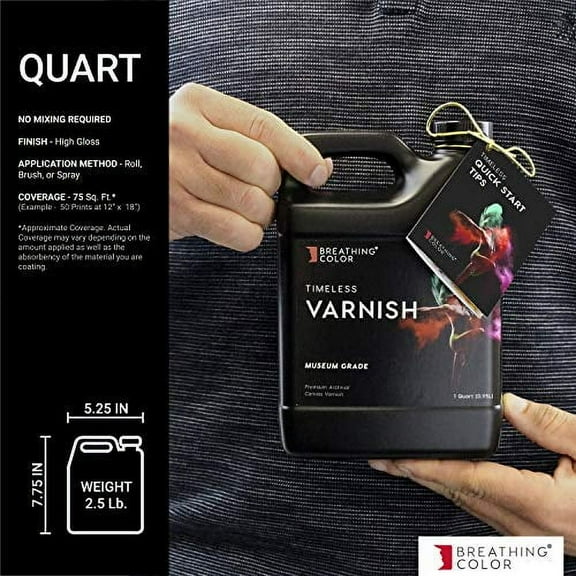 Timeless Archival Print Varnish - 1 Quart Glossy Finish - Premium Water-Based Canvas Coating with Fade Protection