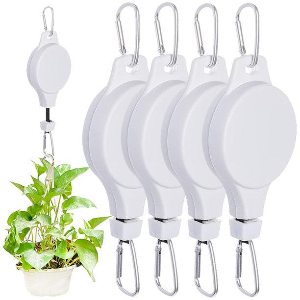 Elbourn 4PCS Retractable Plant Pulley Heavy Duty Hanging Flower Basket