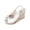 White, variant on Women’s Elegant Chunky Wedge Slides, Ankle Buckle Strap Open Toe High Heels, Arch Support Beach Wedding Comfort Sandals White 7.5