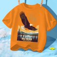 thumbnail image 4 of Kids Casual Graphic Short Sleeve T‑Shirt Eagle Mountain Landscape Print Crew Neck Tee Soft Breathable Everyday Top for Boys Girls Casual Daily Wear(Orange,4-5 Years), 4 of 4