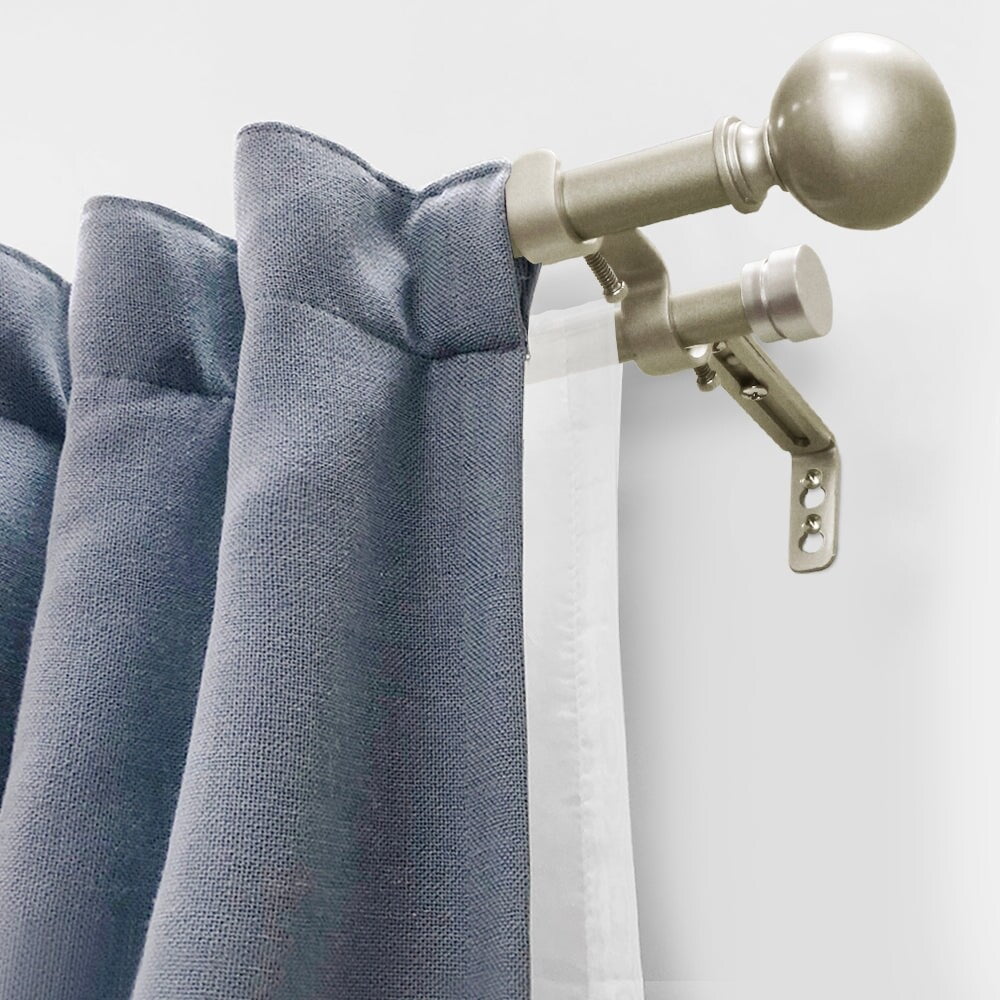 Lumi 3/4" Double Curtain Rod Oil Rubbed Bronze/ Silver- Ball finials 42" x 120" - Silver
