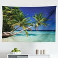 thumbnail image 1 of Ocean Tapestry, Maldives Bay Paradise Resort Summer in Pacific Holiday Destinations, Fabric Wall Hanging Decor for Bedroom Living Room Dorm, 2 Sizes, Turquoise Navy Blue, by Ambesonne, 1 of 1