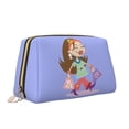 thumbnail image 2 of Large Clutch Leather Makeup Bag, Purple Shopping Girl Travel Toiletries Bag, Ladies Cosmetic Storage Bag, 2 of 8