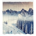 thumbnail image 3 of Ambesonne Black White Shower Curtain, Snowy Winter View, 69"Wx70"L, Blue Grey White, 3 of 5