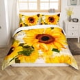 thumbnail image 1 of Funda Nórdica Doble Estampado Floral Juego de Cama para Niños Patrón de Flores Amarillas, 1 of 6