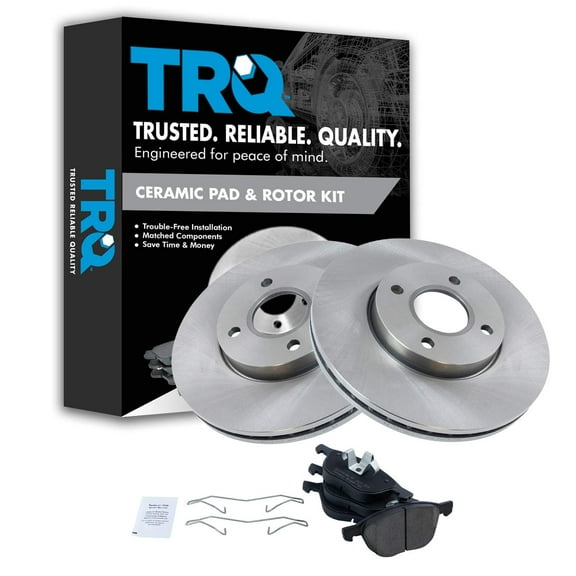 TRQ Front Brake Pad & Rotor Kit Brake Pads Brake Rotor Ceramic Fits Select 2005-2007 Ford Focus