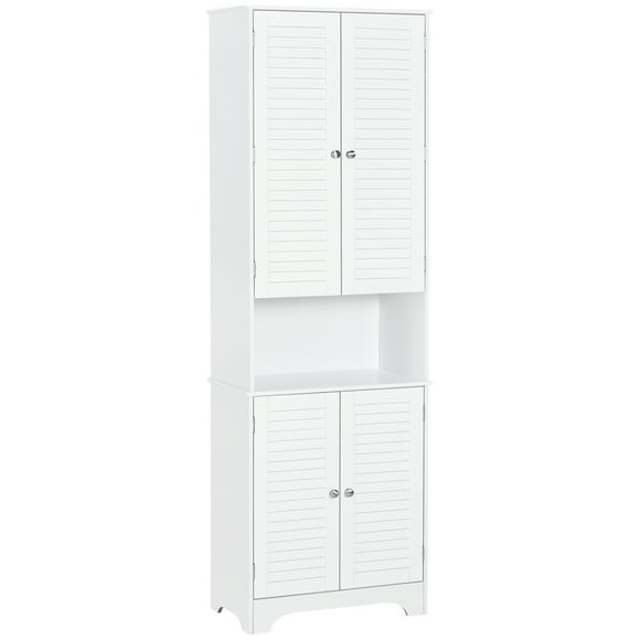 HOMCOM Bathroom Cabinet Storage Cupboard Double Door Toilet Cabinet