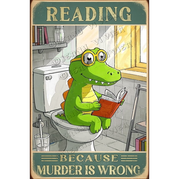 Crocodile Decor Please Flush The Toilet & Wash Your Hands Metal Aluminum Plaque Sign Cute Sign Home Bathroom Restroom Toilet Wall Art Decor Metal Poster Tin Sign 16x12 Inch
