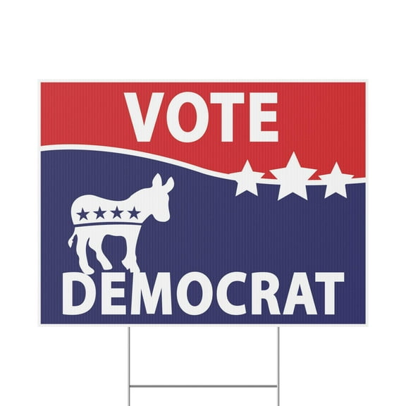 Vote Democrat Yard Sign, 18x12, 24x18, 36x24, H-Stake Included, v2
