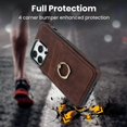 thumbnail image 5 of Nalacover for iPhone 14 Pro 6.1 inch Wallet Back Case,Luxury PU Leather Soft TPU Anti-Drop Shockproof Two Card Slots with Finger Ring Holder Kickstand Ultra Slim Phone Cover.Coffee, 5 of 8