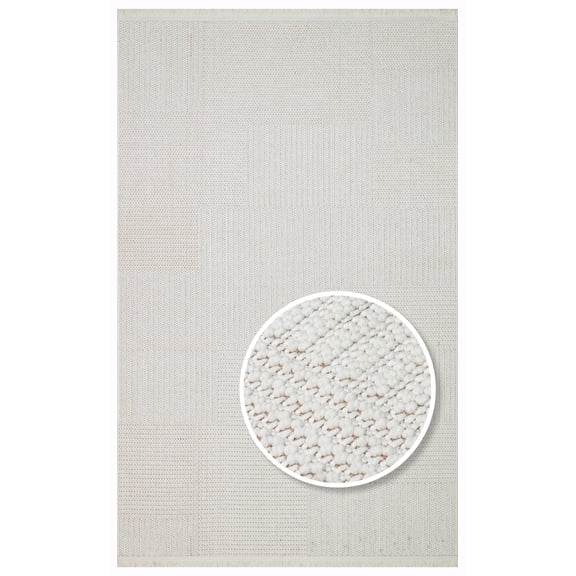 Legnano Cream Modern Area Rugs for Living Room Jacquard Textured Modern Rugs Soft Geometric Rug for Bedroom Mid Century Washable Rug Non-Slip Bohemian Carpet Perfect for Dining Room Office Beige