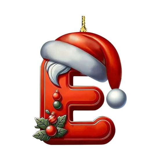 Uutvmp Christmas Ornament, Christmas Initial Letter E Acrylic Xmas Tree Keepsake, E Letter Xmas Red Gnome Christmas Tree Ornaments(3.14 Inch)
