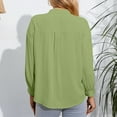 thumbnail image 4 of AherBiu Fall Going out Tops for Women Button down V Neck Shirts Long Sleeve Solid Color Basic Blouse Shirt, 4 of 4