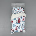 thumbnail image 2 of Ambesonne Cartoon Bedding Set 4 Pcs, Nautical, Queen, Blue Red, 2 of 3