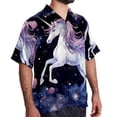 thumbnail image 2 of Starry Unicorn Men's Short Sleeve Button Down Spread Collar Beach Shirts, 2 of 6
