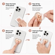 2 Pack Heart Shaped 360° Rotating Phone Ring Holders, Finger Grip and Kickstand for Compatible Smartphones, TIKA