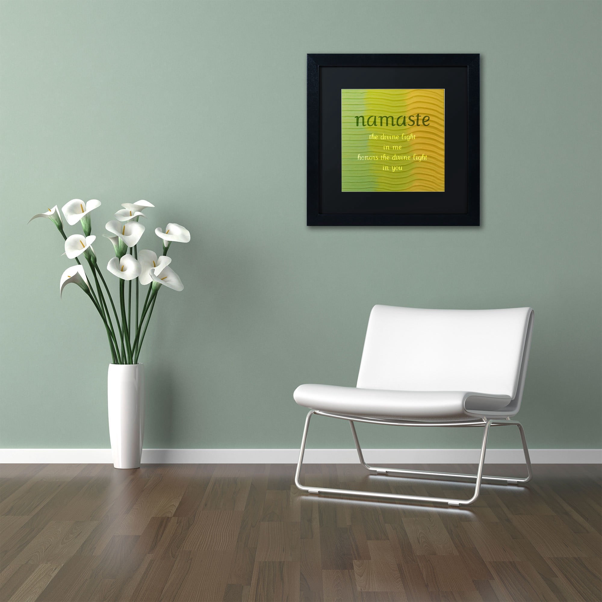 Trademark Fine Art "Namaste" Canvas Art by Michelle Calkins, Black Matte, Black Frame