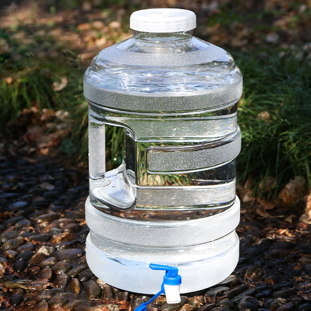 Yucurem 5 Gallon Pure Water Storage Bucket with Faucet, Clear Outdoor Water Jug Water Tank with Handle for Camping Hiking Self-Driving Tour Sports (White)