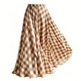 thumbnail image 7 of Maxi Skirts for Women Elastic Waist A Line Plaid Skirts Summer Casual Pleated Gingham Flowy Long Skirts, 2XL, 7 of 7