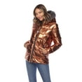 thumbnail image 2 of White Mark Women's Metallic Parka Hooded Jacket, 2 of 6