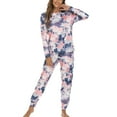 thumbnail image 3 of Conjunto de pijama para mujer Tie Dye suelto, cómodo y elegante, ropa de dormir de 2 piezas, pantalones superiores, ropa de dormir, 3 of 6