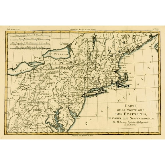 Map Of The Northern United States Of North America Circa.1760. From Atlas De