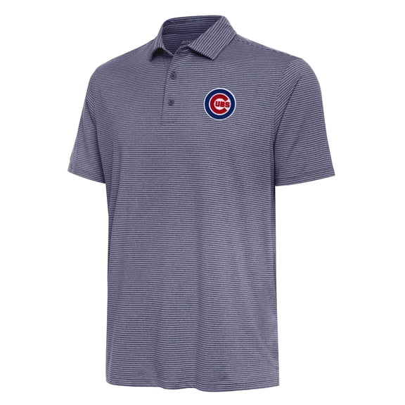Men's Antigua Heather Navy Chicago Cubs Scheme Polo