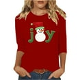 thumbnail image 2 of Gamivast Christmas Party Tops for Women Dressy 3/4 Length Sleeve Letter Graphic T Shirts Funny Xmas Snowman Crew Neck Holiday Blouses Winter Trendy Party Pullover 2025, 2 of 5