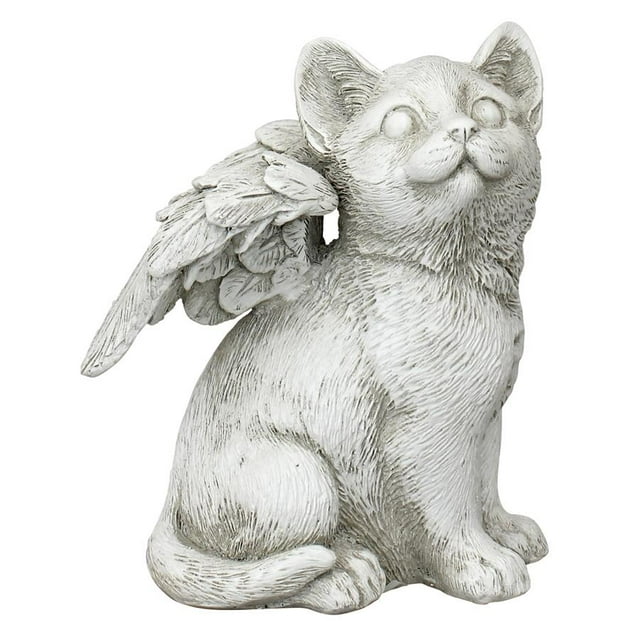 Design Toscano LY7154051 Ami Aimant Chat Ange Animal de Compagnie Statue Commémorative, X-Petite, Finition en Pierre Antique
