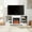 White, variant on Noble House Hector 58" Electric Fireplace TV Stand, Media Console with Glass Shelves, Cable Hole, 62" TVs, White